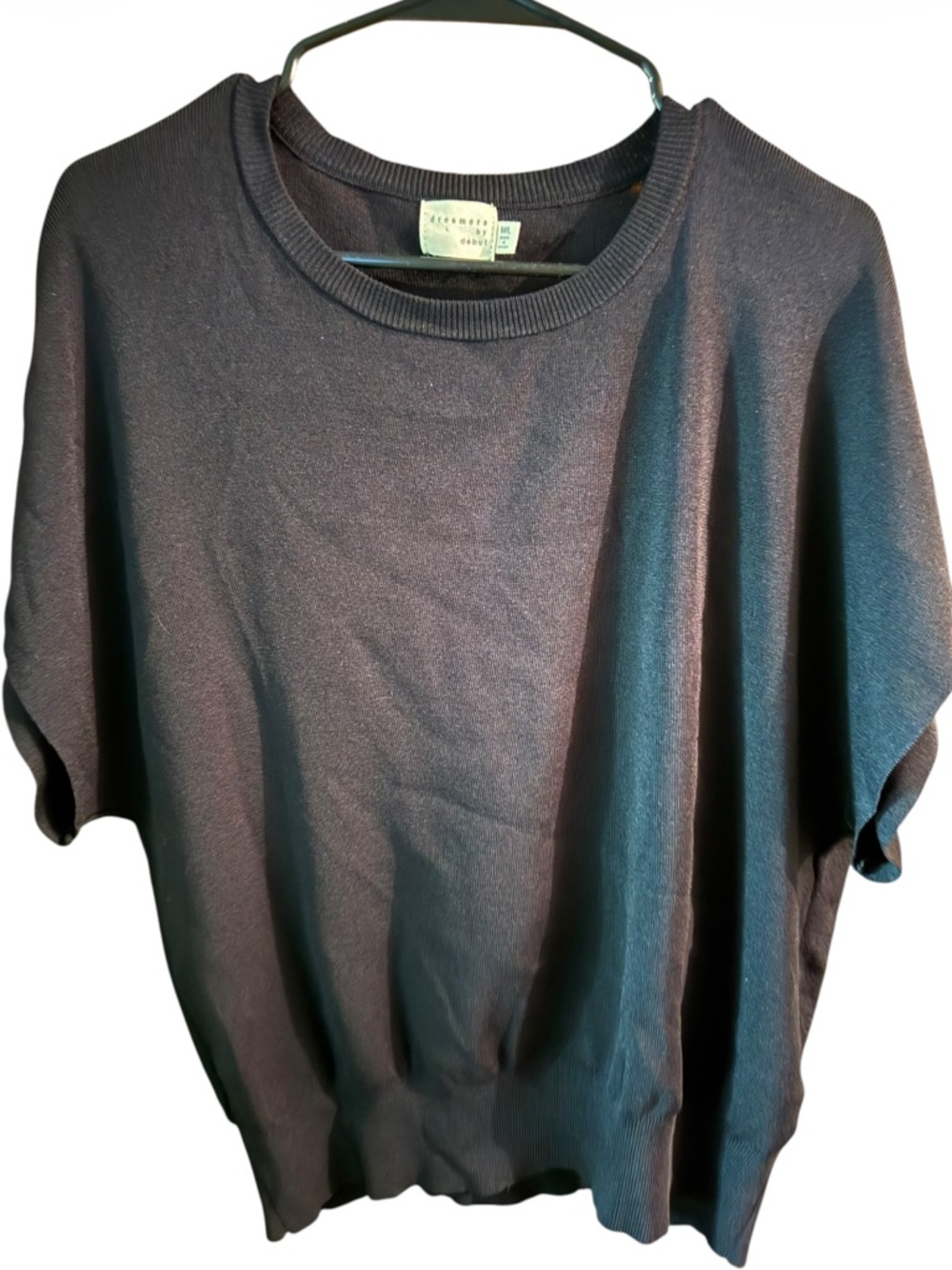 dreamers by debut short sleeve knit sweater black size m/l